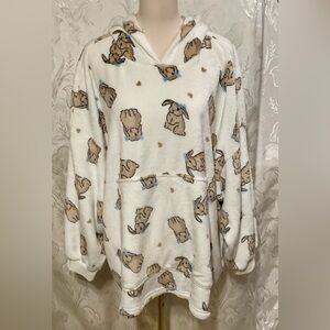 Arizona Body Sleepwear Cozy White Oversized Hoodie with Bunny Print
